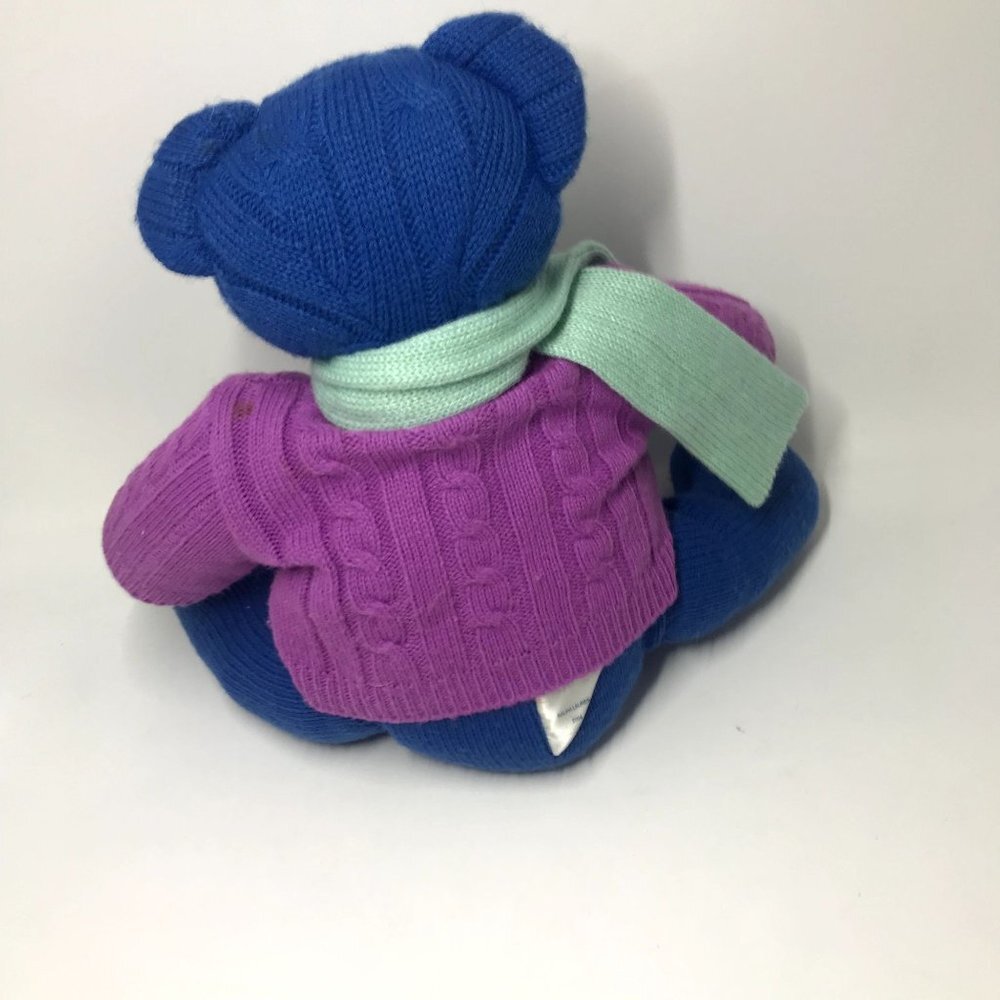 2004 Ralph Lauren Polo Blue Teddy Bear Purple Sweater with Scarf Plush Soft Toy - Picture 3 of 4